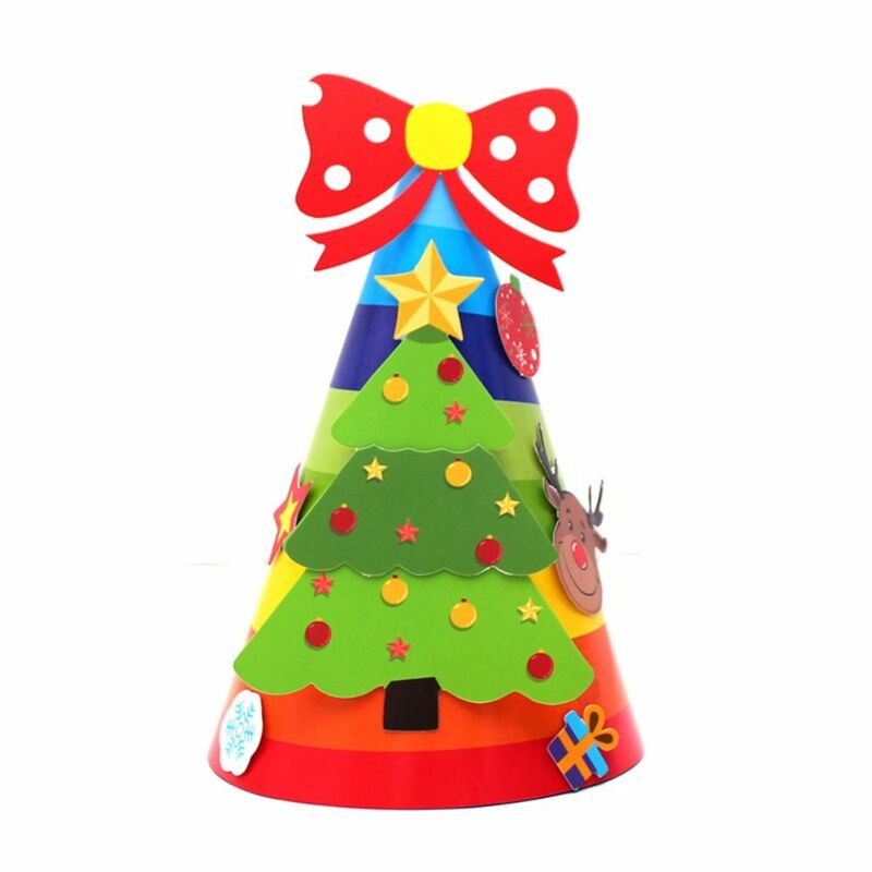 KRISS kringle หมวกคริสต์มาสทำมือหมวกซานตาคลอสการศึกษาซานตาคลอสกวางเอลก์ DIY หมวกของเล่นตุ๊กตาหิมะกระดาษเด็กหมวกศิลปะคริสต์มาสเด็กวัยหัดเดิน