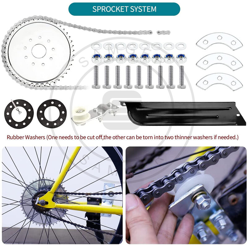Samger-Kit de motor de gasolina para bicicleta eléctrica, motor completo de bolsillo de 2 tiempos para bicicleta eléctrica DIY de RU/UE, 50/80/100CC