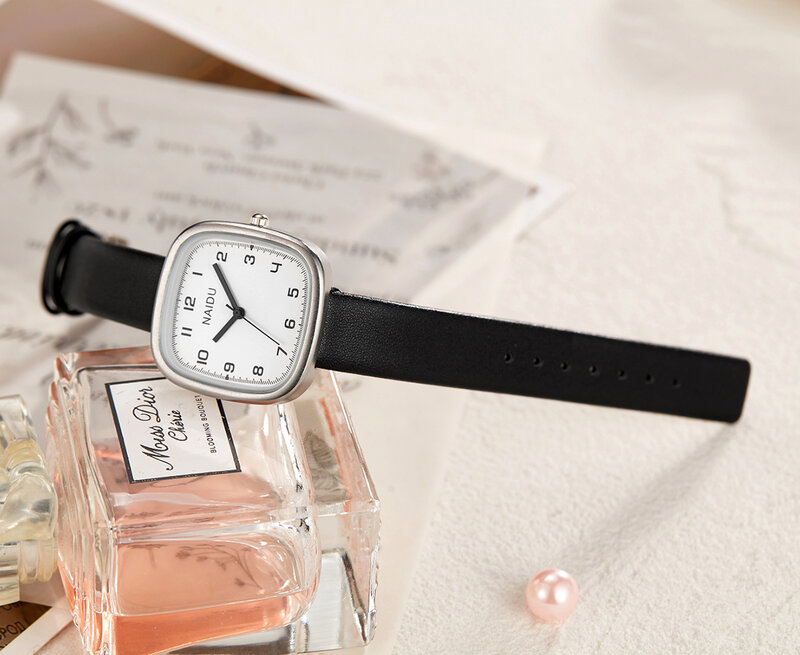 Роскошные женские часы, элегантный кожаный ремешок, квадратные Кварцевые аналоговые наручные часы для женщин, женские часы, наручные часы