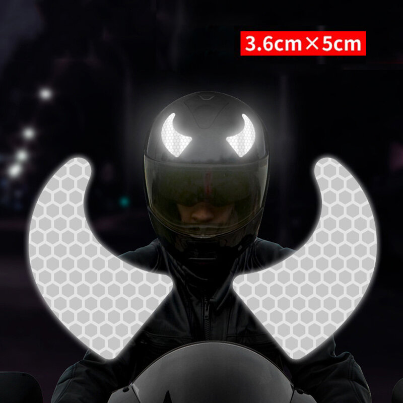 New Creative Waterproof Glasses Devil Horn Motorcycle Helmet Decal Night Warning Sign Reflective Sticker Exterior Accessories