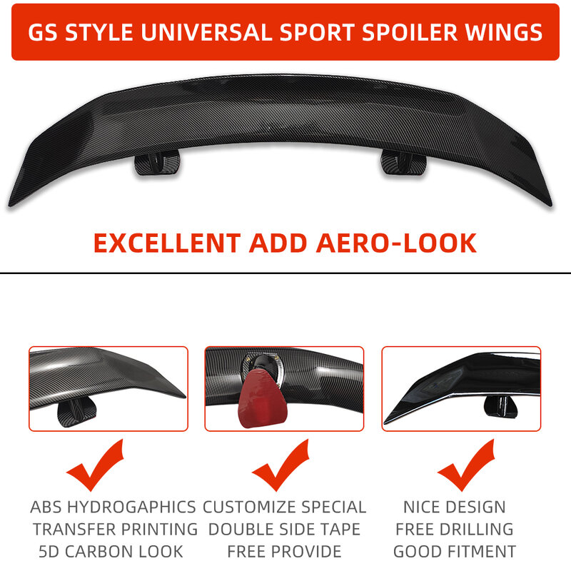 Carbon Fiber Look Universal Use Heckklappen deckel Auto Spoiler Flügel für meist Limousine Coupé Fahrzeuge 135cm glänzend schwarz weiß rot
