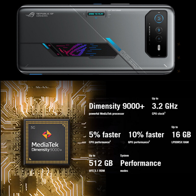 ASUS-ROG 6D/6D, Original, Ultimate MediaTek Dimensity 9000 + 6,78 ", 165Hz, pantalla e-sports, 6000mAh, 65W, carga rápida, ROG 6 Gaming NFC