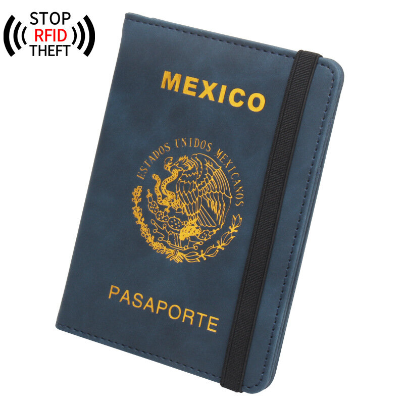 Rfid Mexico Passport Cover Quality Pu custodia per passaporto porta carte di credito portafoglio da viaggio multifunzionale incisione del nome disponibile