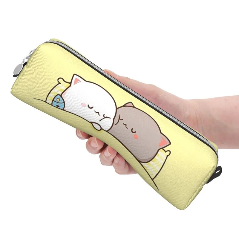 Peach And Goma Mochi Cat Sleeping Pencil Cases Cute Pencil Pouch Pen for Girls Boys Large Storage Bag School Supplies Gifts