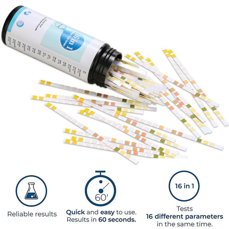16 In 1 Drinking Water Test Kit Strip For Checking Water Quality Test Fish Tank Pool Drinking Test Strip Home Water Quality Test