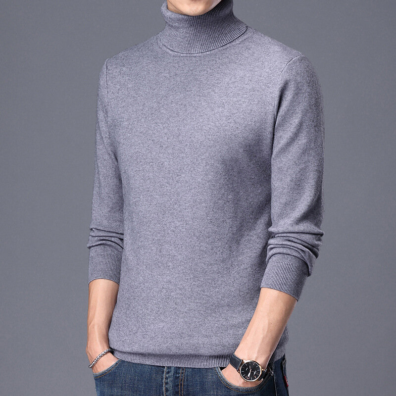 MRMT-suéter de cuello alto para hombre, jersey de Color sólido, camisa de Base gruesa y cálida, Jersey de punto que combina con todo, novedad de 2024