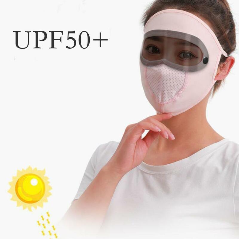 Protezione solare estiva maschera di seta di ghiaccio protezione UV copertura per il viso velo di protezione solare viso con tesa cappelli di protezione solare per ciclismo all'aperto