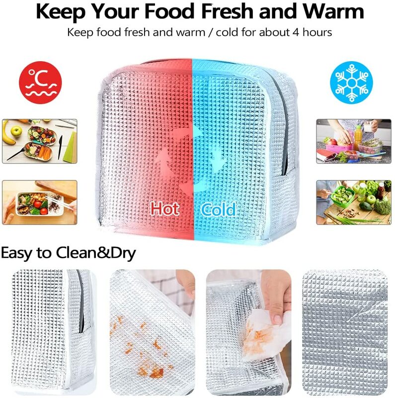 Portable Food Insulation for Traveling Pouch Fish Letter Printing Box Picnic Waterproof Oxford Zipper Insulation Lunch Bag