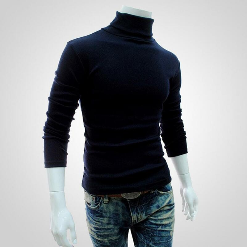 Einfarbiges dehnbares Strick hemd Langarm Herren Pullover Top Herbst Bottom ing Shirt All-Matched elastische Pullover Pullover