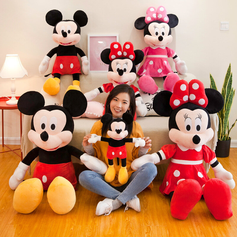 Disney-Mickey Mouse Brinquedos de pelúcia infantil, Anime Kawaii, Minnie, bonecos de pelúcia, brinde de aniversário 35cm
