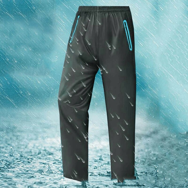 Pantalones de chándal a prueba de lluvia para hombre, pantalones gruesos de doble capa, transpirables, holgados, de secado rápido, informales y sueltos