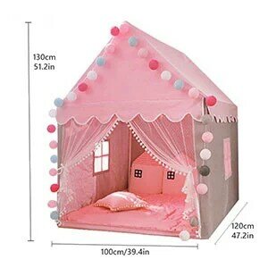 1.3M 어린이 실내 야외 핑크 성 공주 놀이 텐트 침대 아기 대형 집 접는 게임 플레이 하우스 텐트 소녀 생일 선물