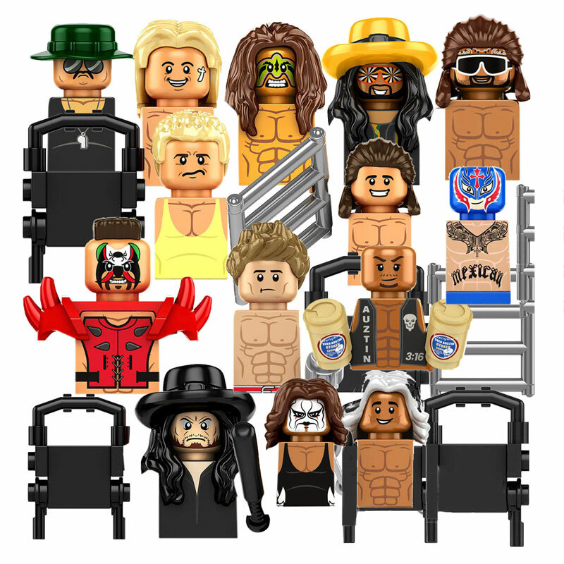 KF6171 WWE Wrestling personaggi Building Blocks Superstars Rockers Stone Cold Anime Cartoon Mini Action Toy Bricks Kids Figures