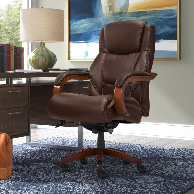 Delano-chaise de bureau de direction, grand et grand siège de bureau, support lombaire ergonomique à dossier haut, en cuir collé