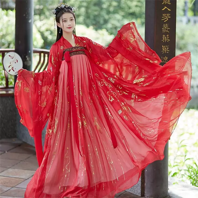 زي الرقص الصيني التقليدي للنساء ، هانفو القديمة ، اللباس الشعبي ، الزي المهرجان ، ملابس الأداء ، الإناث