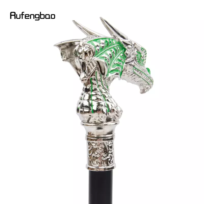 豪華なドラゴンヘッドウォーミング杖,エレガントな杖,ファッション,装飾ウォーキングスティック,王冠のノブ,緑と白,94cm