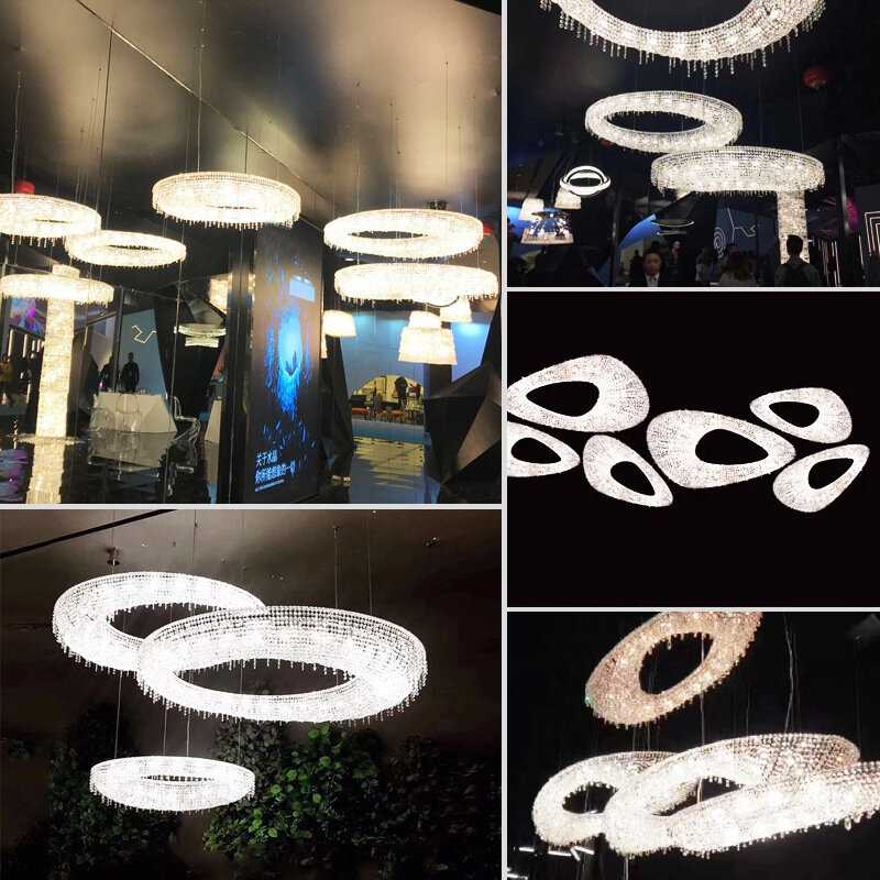 Lampu gantung kristal Talian desainer restoran ruang tamu mewah Hotel lobi seni lampu meja depan perlengkapan pencahayaan mewah