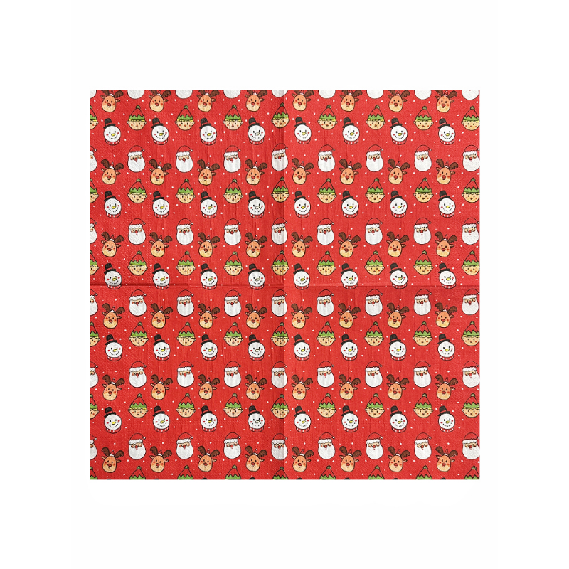 Elemento vermelho Natal impresso guardanapo quadrado, toalhas de papel polpa de madeira colorida, toalha decoração do partido, 20pcs