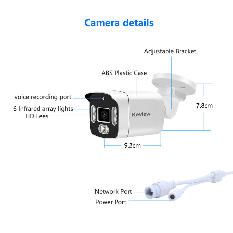 IP-камера POE 8 МП 4K 5 МП 4 МП, наружная Водонепроницаемая цилиндрическая камера видеонаблюдения H.265 для системы безопасности с датчиком движения