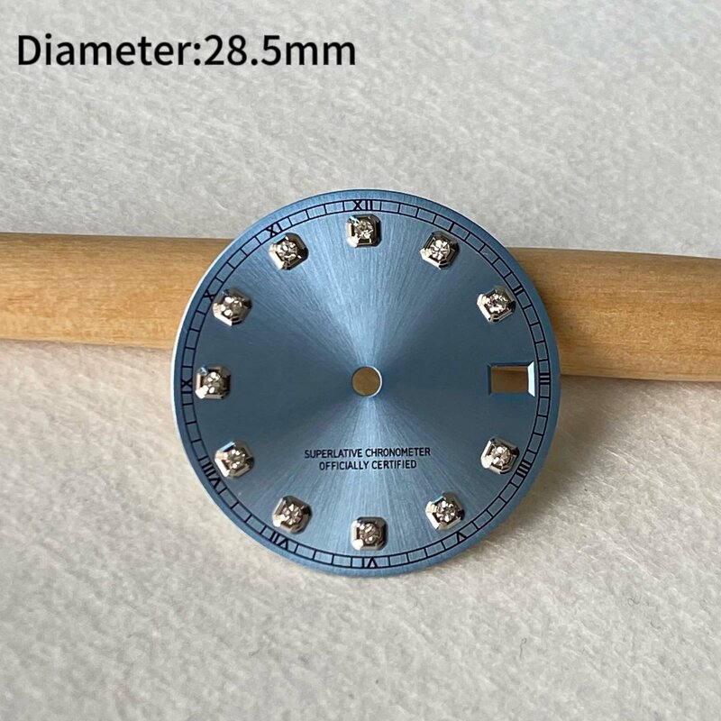 28.5mm dial rose diamond nail calendar log with diamond text, suitable for NH36 movement dial custom watch accessories