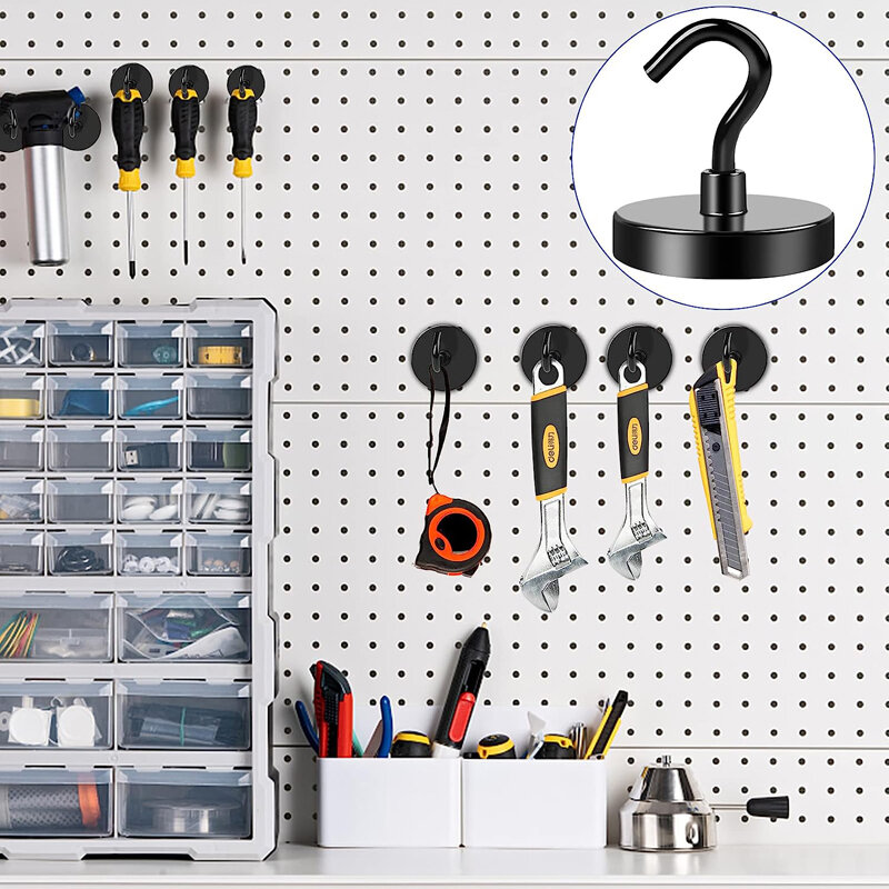 Ganchos magnéticos negros con revestimiento epoxi, resistentes, súper fuertes, adecuados para el hogar, cocina, lugar de trabajo, oficina, d36mm