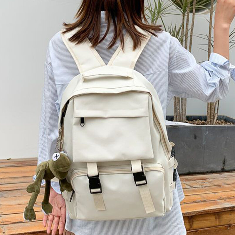 Водонепроницаемый нейлоновый школьный ранец, вместительный прочный однотонный рюкзак для учеников старших классов колледжа, дорожная сумка для книг