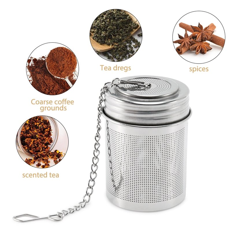 Infusor de bolas de té, Infusor de té de acero inoxidable para té suelto con gancho de cadena y platillo, colador de té de malla extrafina