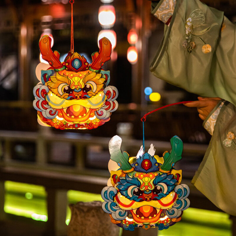 O ano novo chinês ilumina a decoração da lanterna, dragão tradicional chinês, pingente diy, presente do festival da primavera, 2024
