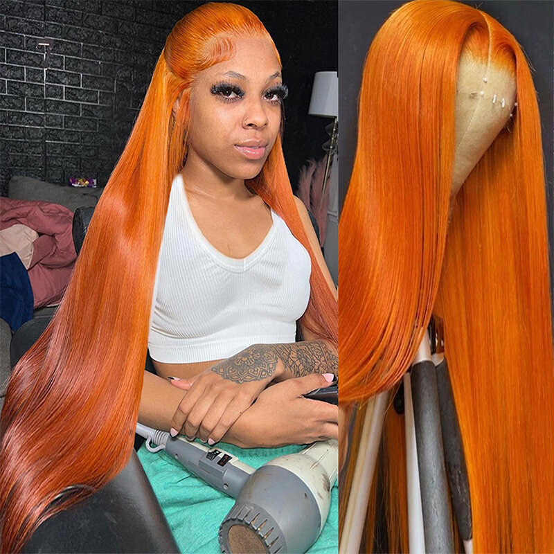 Имбирные оранжевые передние парики на сетке 13x6, прямые человеческие волосы 13x4 4x4, фронтальные парики на сетке, прозрачный парик для женщин