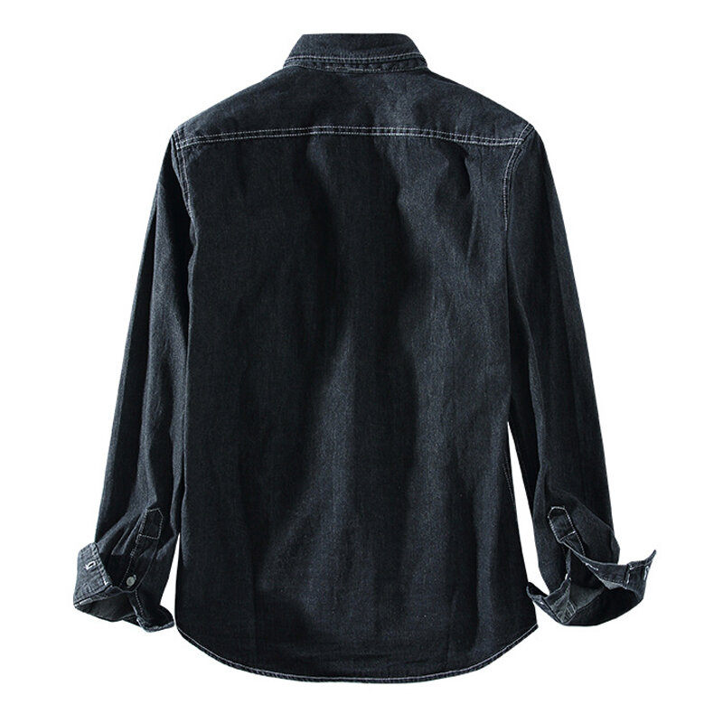 남성용 캐주얼 데님 셔츠, 코튼 슬림 핏 카우보이 패션, 긴 소매 셔츠, 남성 브랜드 의류, 3 색, 신제품, 2023