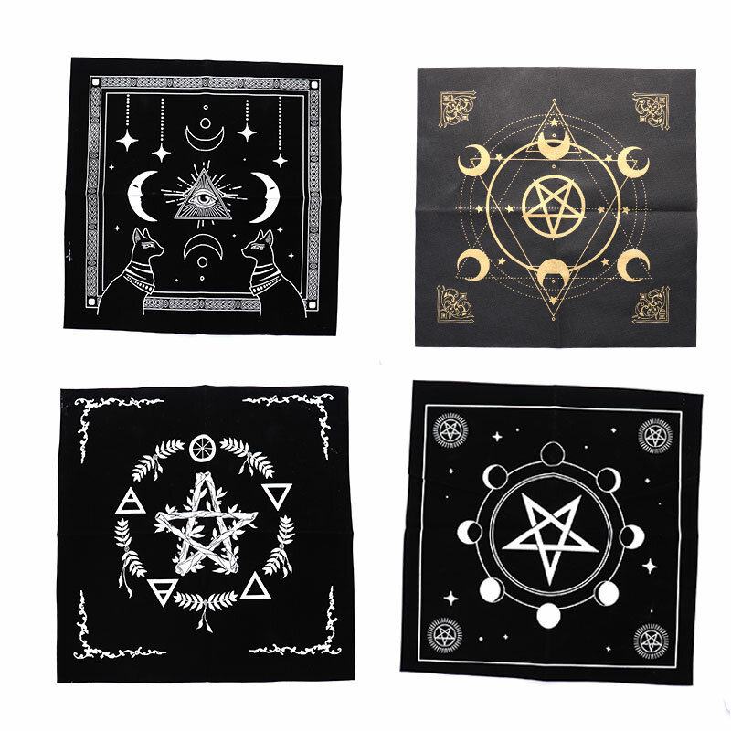 Pentagramas Tarots Toalha De Mesa De Flanela, Pano De Altar Pagão, Lua Tripla