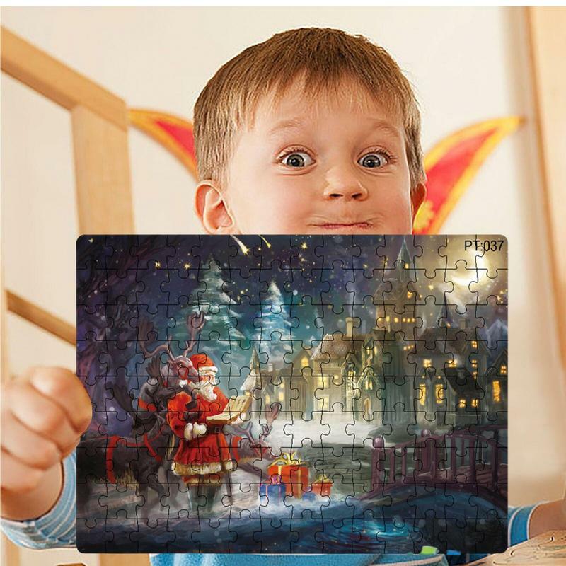 Christmas Puzzle Scenery Character Jigsaw Puzzle Anti Fade Cardboard Christmas Puzzle Toys Children Xmas Gifts Decoration Supply