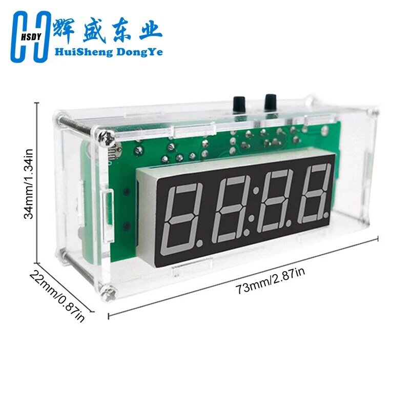 TJ-56-428 4-Digit Digital DIY Clock Kits with Acrylic Shell, DIY Alarm Clock Soldering Practice Kit for Learning Electronics