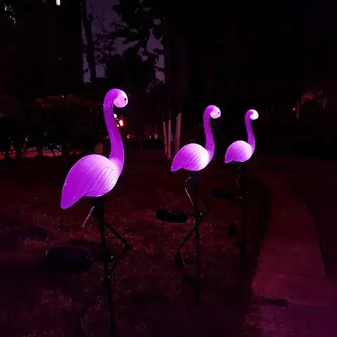 Solar Power Garden Light, Beautiful Pink Flamingo, Lawn Decor, Stake Landscape Lamp, Luz exterior impermeável