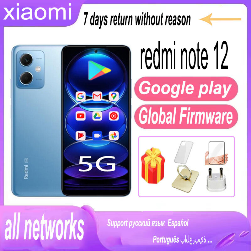 Globale Firmware 5g Xiaomi Redmi Note 12 Smartphone 33W Schnell ladung 48mp 120hz 6.67 ''Amoled Qualcomm Snapdragon 4 Gen1