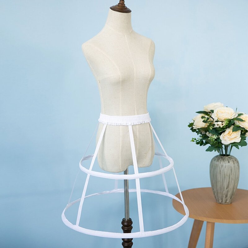 Falda interior de crinolina para mujer y niña, faja elástica ajustable, enagua de jaula de 2 aros, para boda