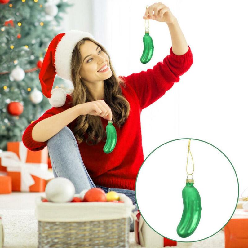 Décorations d'arbre de Noël au concombre LED, pendentif, décor traditionnel de Noël, ornements de confrontation pour chambre à coucher, salon, extérieur, 514, 2023
