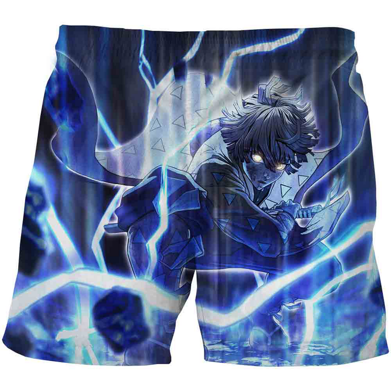 Pantalones cortos Demon Slayer Kimetsu No Yaiba para hombre, Shorts de playa con estampado 3D de Anime, ropa de calle informal, pantalones cortos de tablero para niños