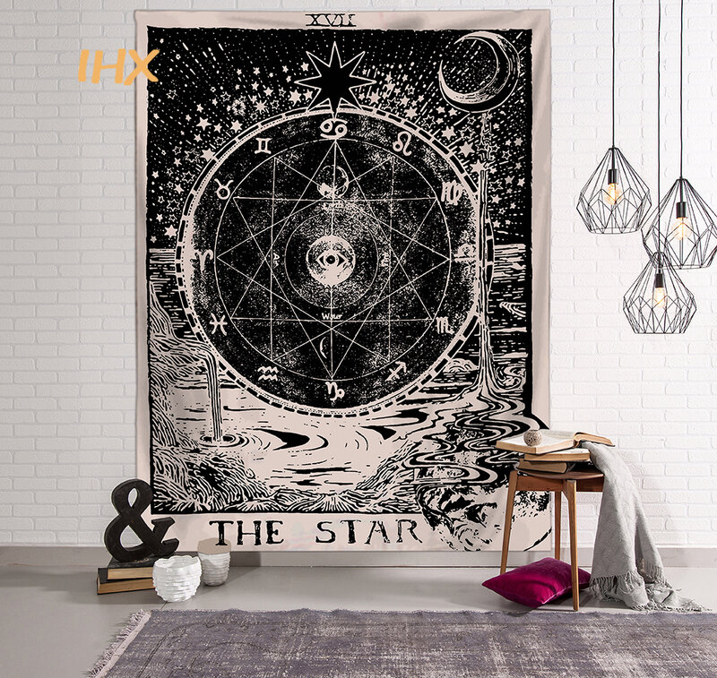 Karty do tarota gobelin ściany wiszące do pokoju wystrój hipisowska Mandala słońce i księżyc czary gobelin sypialnia estetyczna dekoracja domu