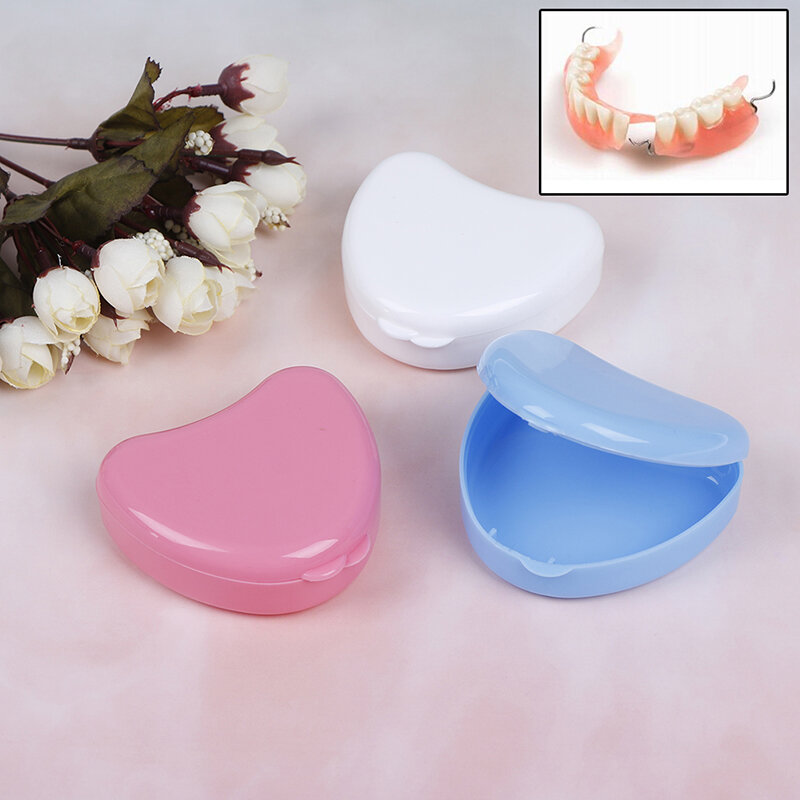 1pc Color Plastic Denture Box Heart-shaped Tooth Retainer Storage Box Heart-shaped Tooth Storage Box Multifunctional Appliance