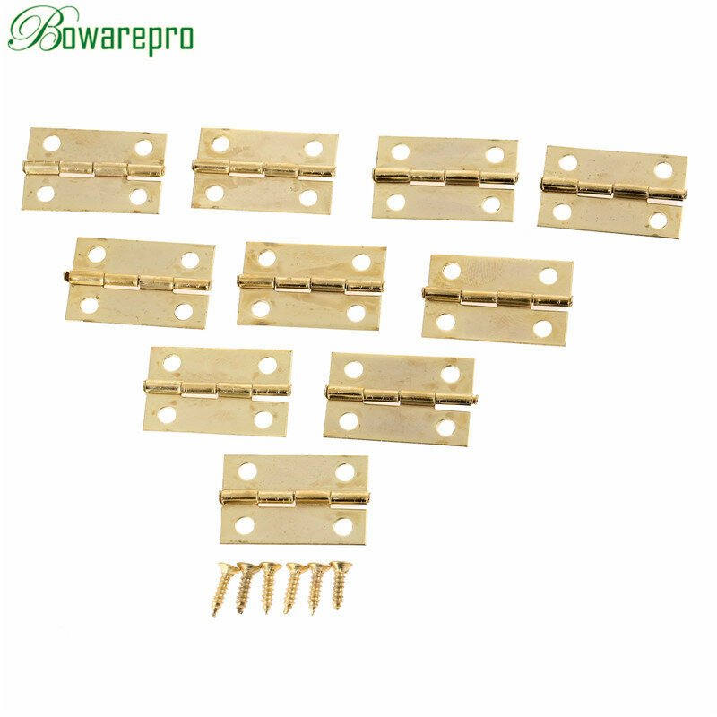 Bowarepro-bisagra cuadrada de puerta antigua, 10 piezas, 24x16MM, para gabinete de madera, cajón, joyero, muebles, Hardware de bronce