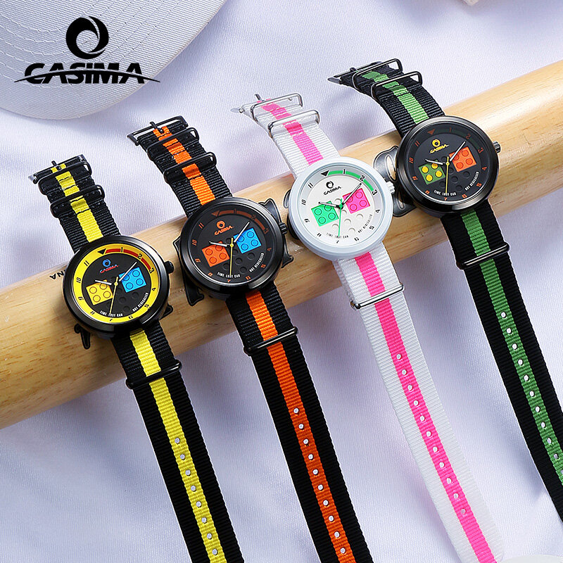 Jam tangan nilon wanita, jam tangan pasangan wanita olahraga kasual kuarsa tali nilon warna tahan air
