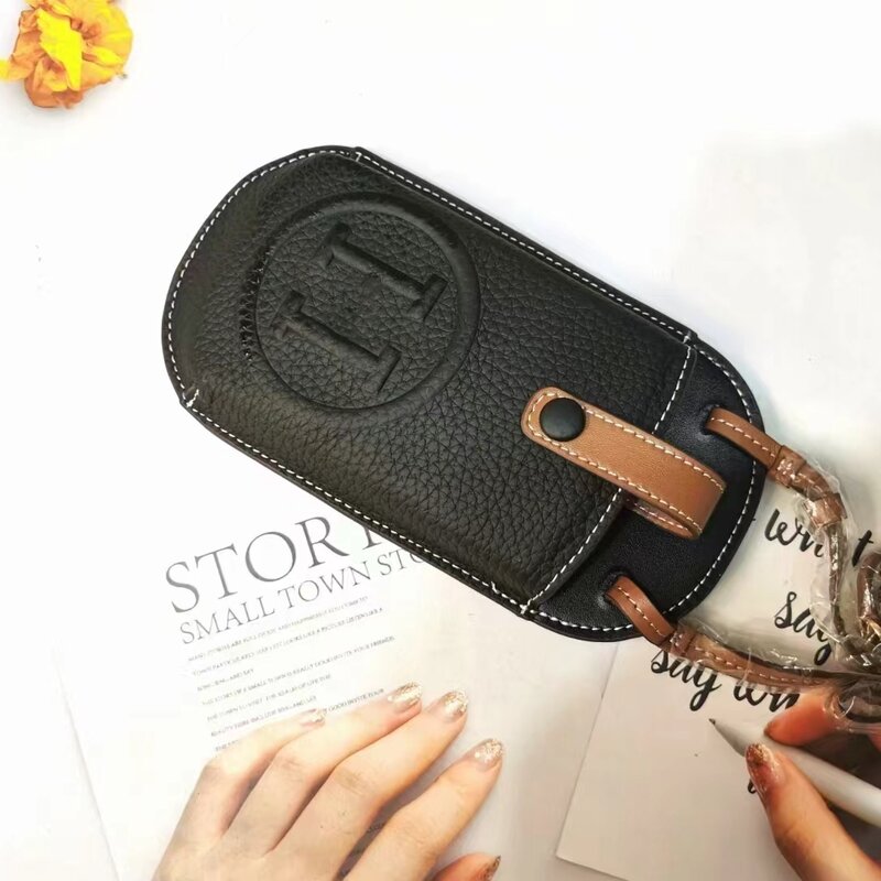 Tas selempang ponsel kulit asli untuk wanita, dompet ramping Mini tas tangan, tas kurir dompet bahu ponsel kulit asli modis mewah untuk wanita