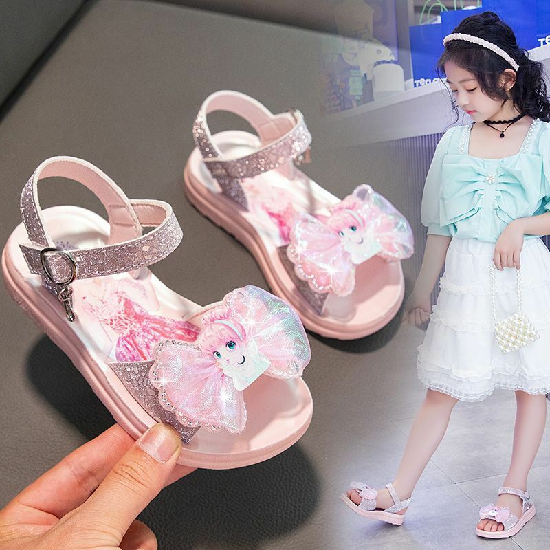 Sandal anak perempuan bayi baru, sepatu sandal anak-anak musim panas, sandal putri, sandal Elsa Frozen, kupu-kupu, sandal bersirkulasi