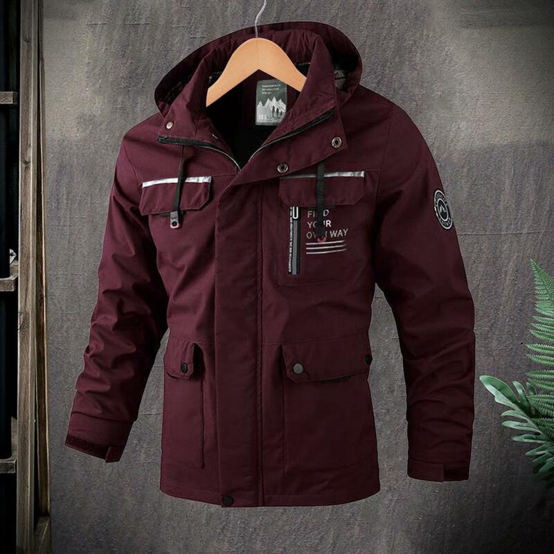 Удобная Повседневная мужская куртка, водонепроницаемая ветровка с капюшоном, с несколькими карманами, уличная мягкая с длинным рукавом, для зимы