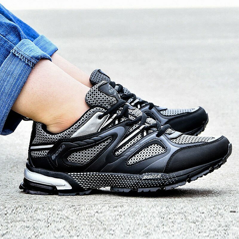 BONA-zapatillas de correr de estilo clásico para hombre, zapatos deportivos de malla dividida, con cordones, para correr al aire libre, 34870