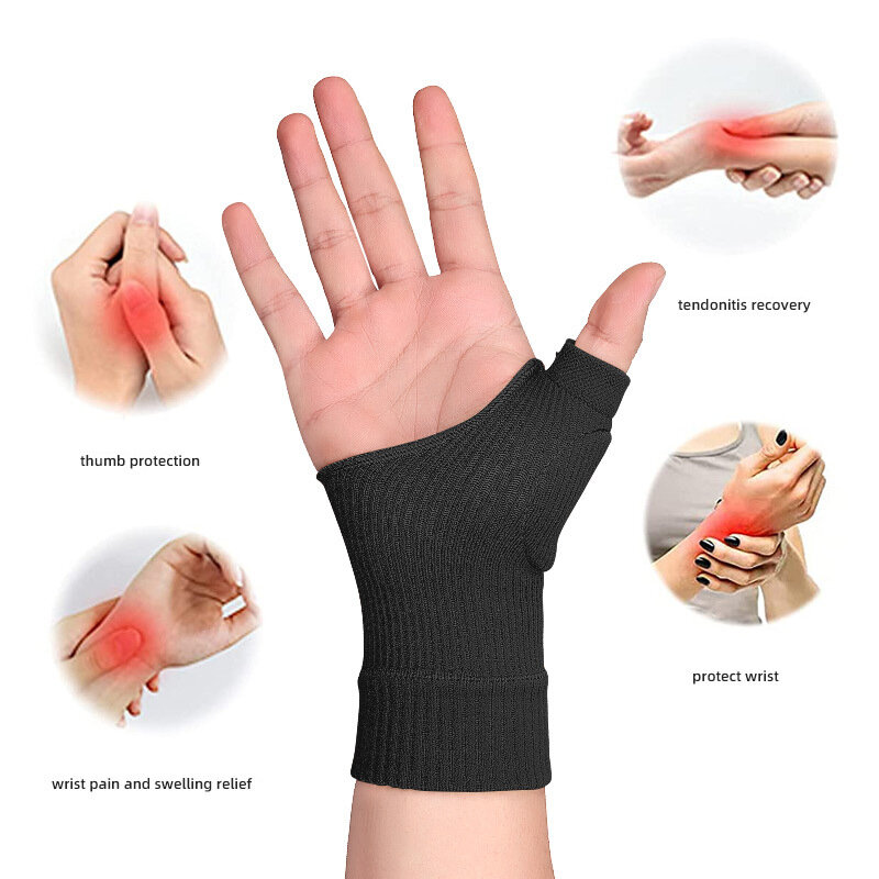 Sarung tangan kompresi, 1 pasang gelang jempol, pendukung pergelangan tangan karpal, tali pengikat lengan, sarung tangan Golf tenosinotiarthritis
