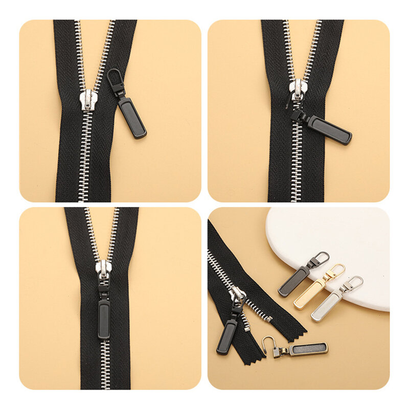 5pcs Universal Zipper Head Slider Puller Instant Zipper Repair Kit Replacement For Broken Buckle Suitcase Clothing Sewing Tools