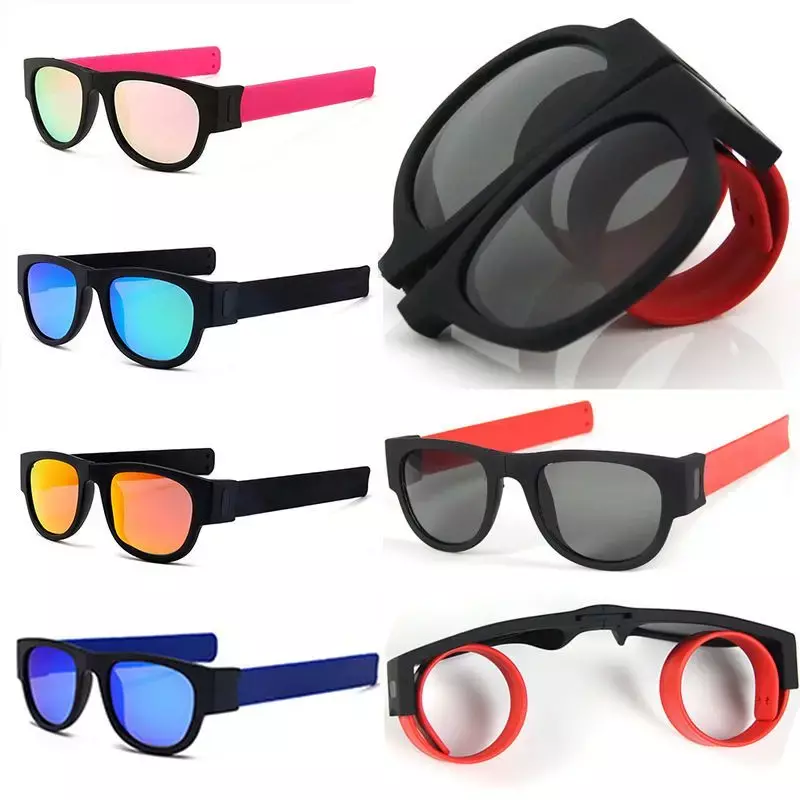 Lunettes de soleil pliables, lunettes polarisées, cercle pop, bande, miroir pop, équitation, mouvement du poignet
