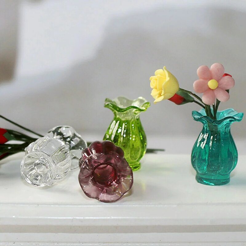 Fake Miniature House Planter Pots, Mini casa ornamento, casa modelo, 5pcs